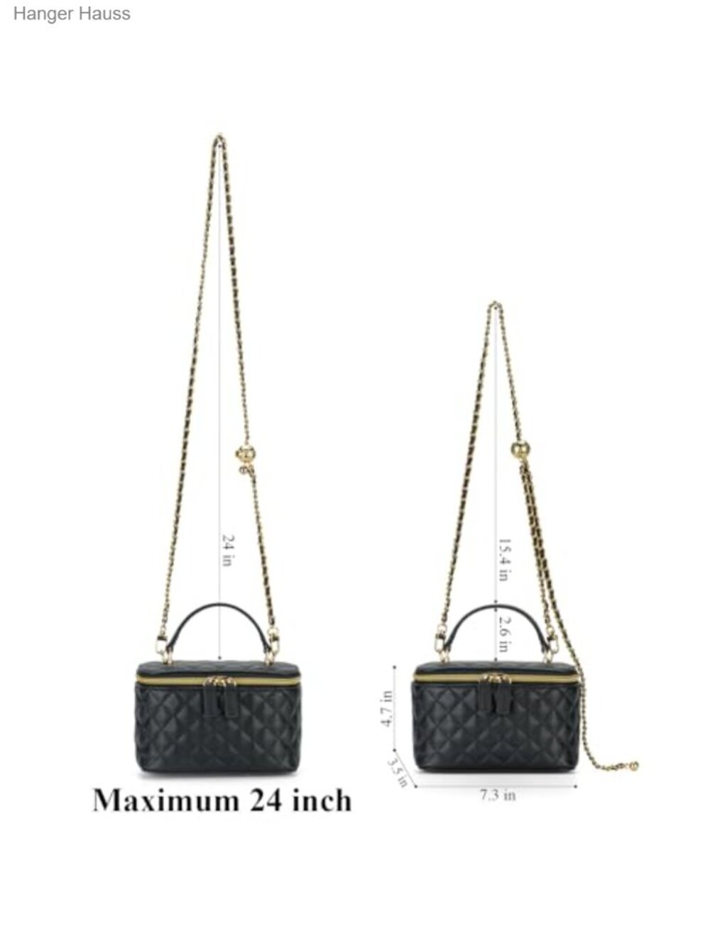 Quilted Faux Leather Crossbody Bag Small Square Purse Gold Hardware - Picture 4 of 5